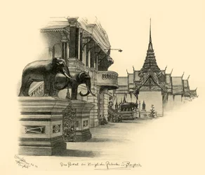 Entrance to the royal palace in Bangkok, Siam, 1898
