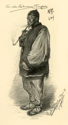 Man smoking a pipe, Tsingtao, China, 1898