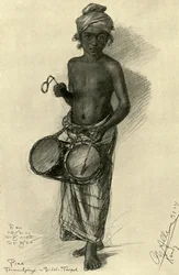 Pina - Drummer Boy in a Buddhist Temple, Kandy, Ceylon, 1898