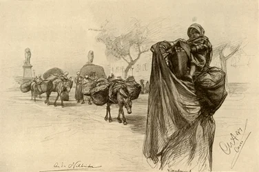 Woman and Child Near the Kobri el Gezira Bridge, Cairo