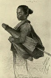 Young woman with parasol, Magalang, Java