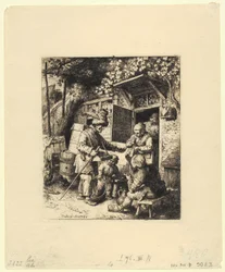 Half-Length Figure of a Seated Man with a Feathered Hat and Spectacles in His Left Hand