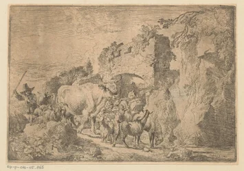Shepherd with Flock by a Ruin