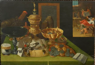 Allegory of Worldly Riches with the Scene of the Death of the Rich Man