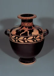 Attic red-figure hydria depicting Boreas pursuing Oreithyia, 440-430 BC
