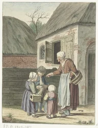 Peasant Woman Sending Her Children to School