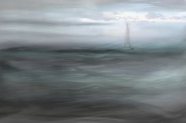 Misty Ocean Sailboat