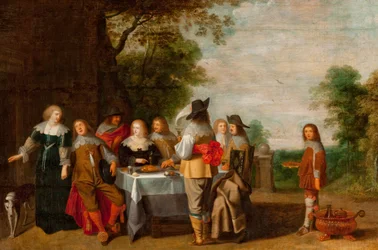 Company at a Table in a Park