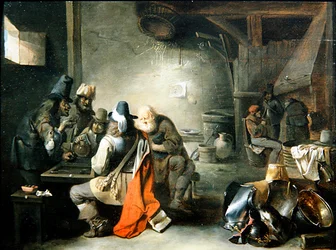 A Group of Figures playing Backgammon
