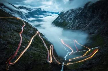 Winding Mountain Light Trails