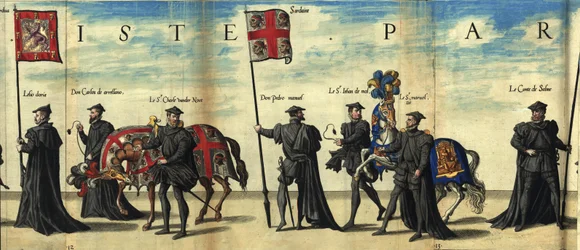 Flag of the Kingdom of Sardinia in the Funeral Procession of Emperor Charles V