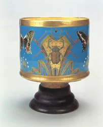 Jardiniere Decorated in Imitation of Cloisonne with Beetles and Butterflies, Minton & Co.
