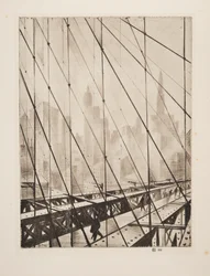 Looking Through Brooklyn Bridge, pub. 1921