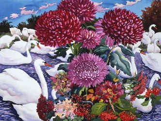 Swans and Chrysanthemums, 2005