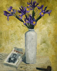 Irises in a Tall Vase