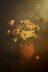 Golden Roses and Butterfly