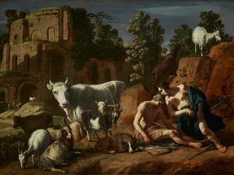 Mercury and Argus Surrounded by Animals in a Landscape