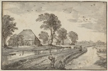 Road Between Watercourses in a Polder Landscape