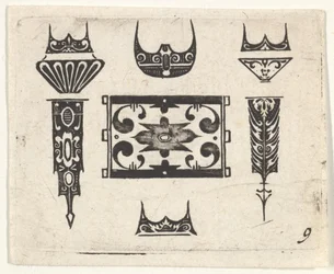 Blackwork Print with Nine Motifs, ca. 1620.