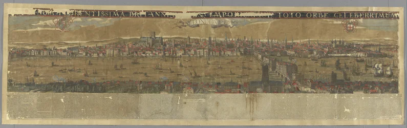 View of the River Thames, with London Bridge, Londinium Florentissima Britanniae urbs emporiumque toto orbe celeberrimum. London