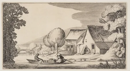 Farmer and Woman Farmer in a Row-Boat, from Landscapes (Pleasant Landscapes)
