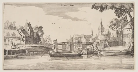 Landing-Stage in a Village, from Landscapes (Playsante Lantschappen)