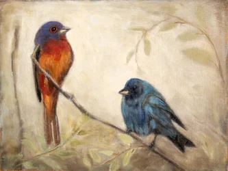 Two Colorful Buntings