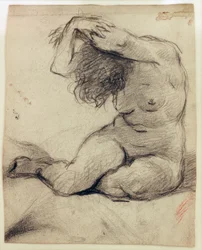 Seated Female Nude with Raised Hands