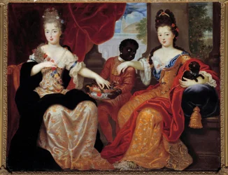Portraits of Mademoiselle de Blois and Mademoiselle de Nantes Served by Their Black Servant