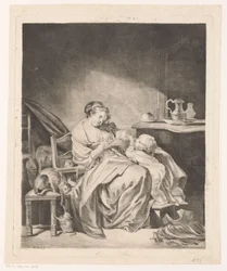 Interior with a Seated Woman Feeding Her Child