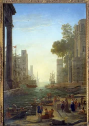 Landscape with the Boat of Saint Paula Romana at Ostia. Saint Paula Leaves Her Children to Travel to the Holy Land