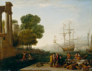 A Seaport at Sunset