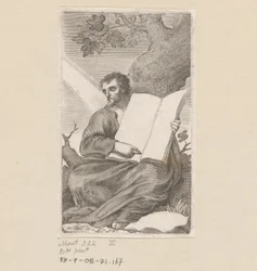 Saint Augustine Sitting at the Foot of a Tree (Title Page for: Les Confessions de Saint Augustin, 1639)