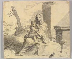 Virgin and Child Seated on a Rock, 1659