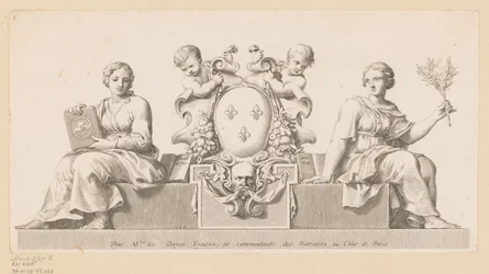 Coat of Arms of the Notaries of the Châtelet in Paris with Personifications of Good Faith and the Law