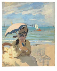 Camille sitting on the beach at Trouville