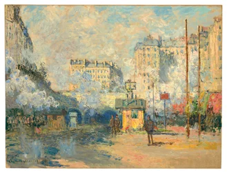 Exterior of Saint-Lazare station, sunlight effect