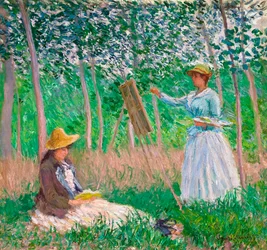 In the Woods at Giverny: Blanche Hoschedé at Her Easel with Suzanne Hoschedé Reading, 1887