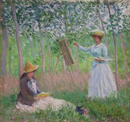 In the Woods at Giverny: Blanche Hoschede at Her Easel with Suzanne Hoschede Reading