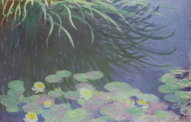 Water Lilies with Reflections of Tall Grass, 1914-1917
