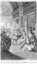 The Marriage of Figaro by Beaumarchais, Act IV (Drawing by St. Quentin, Engraving by Malapeau)