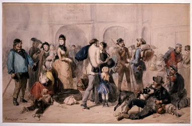 Crowd in the Lobby of the Gare de Lyon by Andrieux