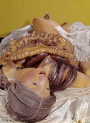 Model of a disembowelled woman (wax)
