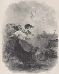 Woman by the Sea with the Madonna, Pointing to a Ship, ca. 1848-62