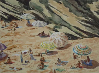 Beach, Rocks and Parasols