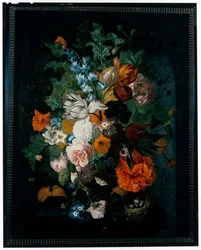 Still Life of Flowers on a Stone Pedestal