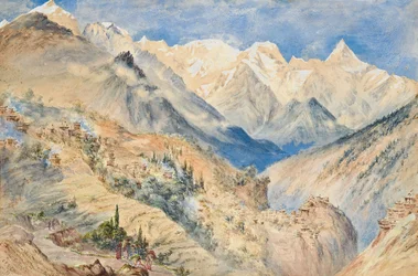 The Khylas Peaks and Village of Pangi Three Miles Above CHINE on the Sutledge
