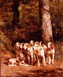 Sporting Dogs in a Wooded Landscape