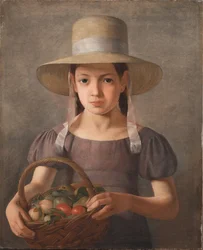 A Girl with Fruits in a Basket