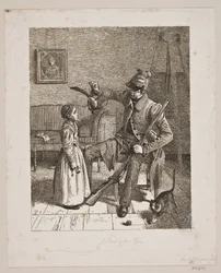 A Hunter Showing a Little Girl His Catch